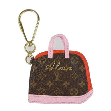 LOUIS VUITTON Pochette Cle BB Alma Keychain M66181 Monogram Canvas Leather Brown Pink Red Gold Hardware Bag Charm