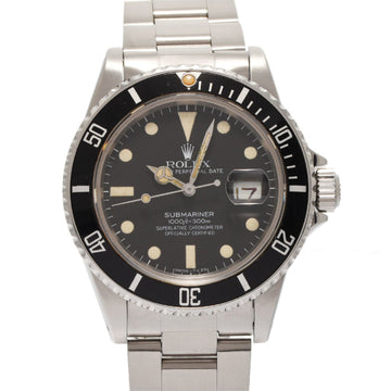 ROLEX Submariner Date Borderless 16800 Men's SS Watch Automatic Winding Black Dial