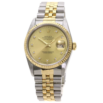 ROLEX 16233G Datejust 10P Diamond Watch Stainless Steel / SSxK18YG Men's