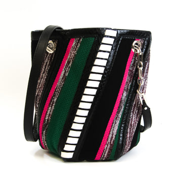 PROENZA SCHOULER Unisex Canvas,Leather Shoulder Bag Black,Green,Pink