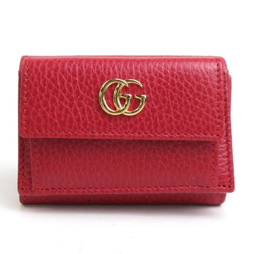 GUCCI Trifold Wallet GG Marmont Leather Red Unisex 523277
