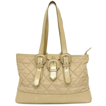Burberry Tote Bag Beige Quilted Nylon Leather BURBERRY Ladies