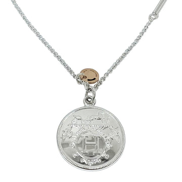 HERMES Ex-libris MM necklace silver 925 SV K18PG pink gold 16.6g women's men's accessories