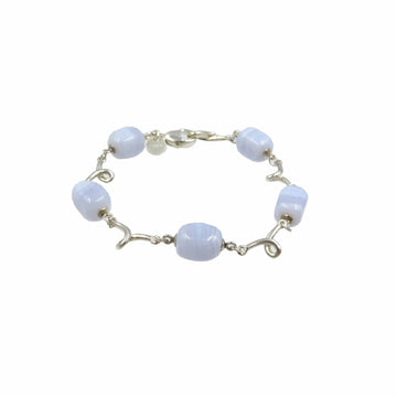 TIFFANY Blue Lace Agate Chalcedony Silver 925 Bracelet