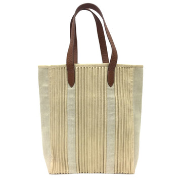 Hermes tote bag Kabas carry cut canvas handbag beige x brown  L engraved aq5355