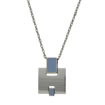 HERMES Necklace Silver Blue Irene SS ST0187  H Motif Pendant Women's