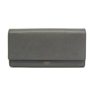 CELINE Large Flap 10B563 Women's Leather Long Wallet [bi-fold] Gray