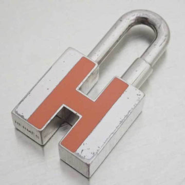 HERMES cadena charm pendant H logo silver x orange metal material enamel