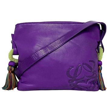 Loewe Shoulder Bag Purple Gold Multicolor Anagram Leather Nappa LOEWE Tassel Pochette Women's