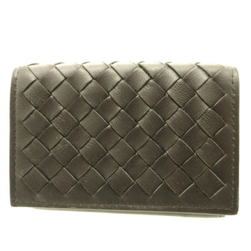 BOTTEGA VENETA Intrecciato Leather Black Gray Trifold Wallet