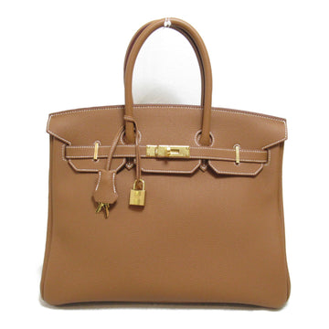 HERMES Birkin 35 handbag Brown Gold Togo leather leather