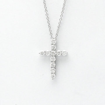 TIFFANY Small Cross Necklace Platinum Diamond Women's Pendant Necklace