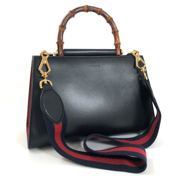 GUCCI Shoulder Bag Bamboo Nim Fair Hand 459076 Leather Black Ladies