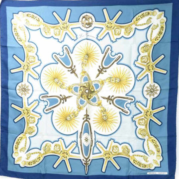 HERMES Scarf Carre 90 Les Eperons Silk Blue/Multicolor Ladies