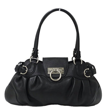 SALVATORE FERRAGAMO Bag Ladies Gancini Handbag Leather Black