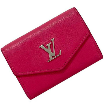 LOUIS VUITTON Trifold Wallet Portefeuille Lock Pink Silver M67858 LV Leather Metal UB2159  Calf Ladies