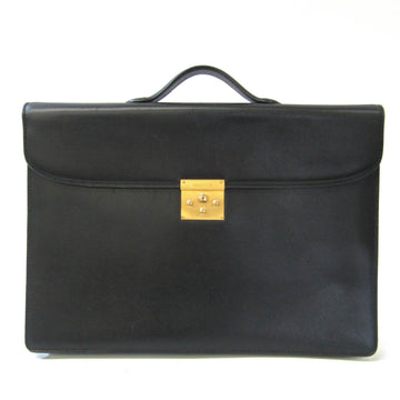 VALEXTRA Sherlock Holmes Latch Combination Lock Men's Leather Briefcase Black