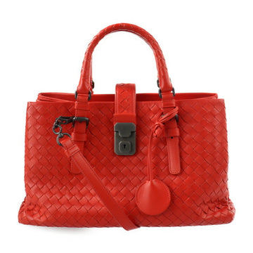 Bottega Veneta Small Rome Bag Intrecciato Handbag 337303 Calf Leather Red 2WAY Shoulder Tote