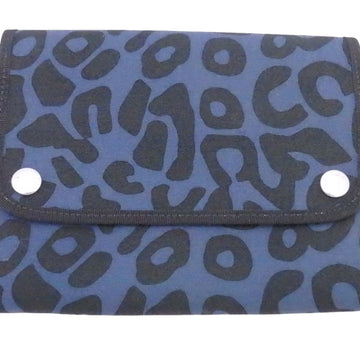 HERMES Pouch Multi Case Leopard Blue x Black 100% Cotton
