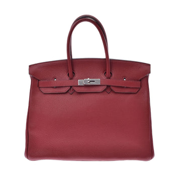 HERMES Birkin 35 Rouge Garance K Stamped [around 2007] Unisex Taurillon Clemence Handbag