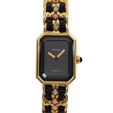 Chanel Premiere L size H0001 Vintage ladies watch black dial gold quartz