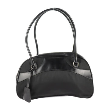 PRADA handbag nylon leather black silver metal fittings shoulder bag mini Boston
