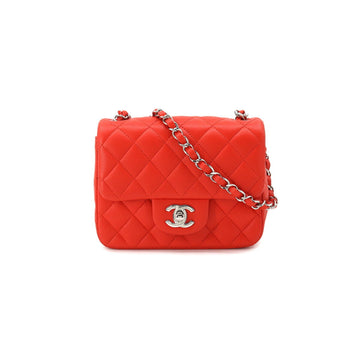 Chanel mini matelasse chain shoulder bag leather red A35200 here mark silver metal fittings Mini Matelasse Bag