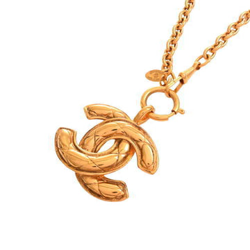 Chanel matelasse here mark long necklace gold metal