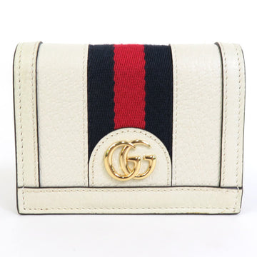 GUCCI Folio Wallet GG Marmont Leather/Canvas Off-White/Navy/Red Gold Unisex 523155