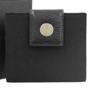 BVLGARIBulgari  Mania Fold Wallet Canvas Leather Black