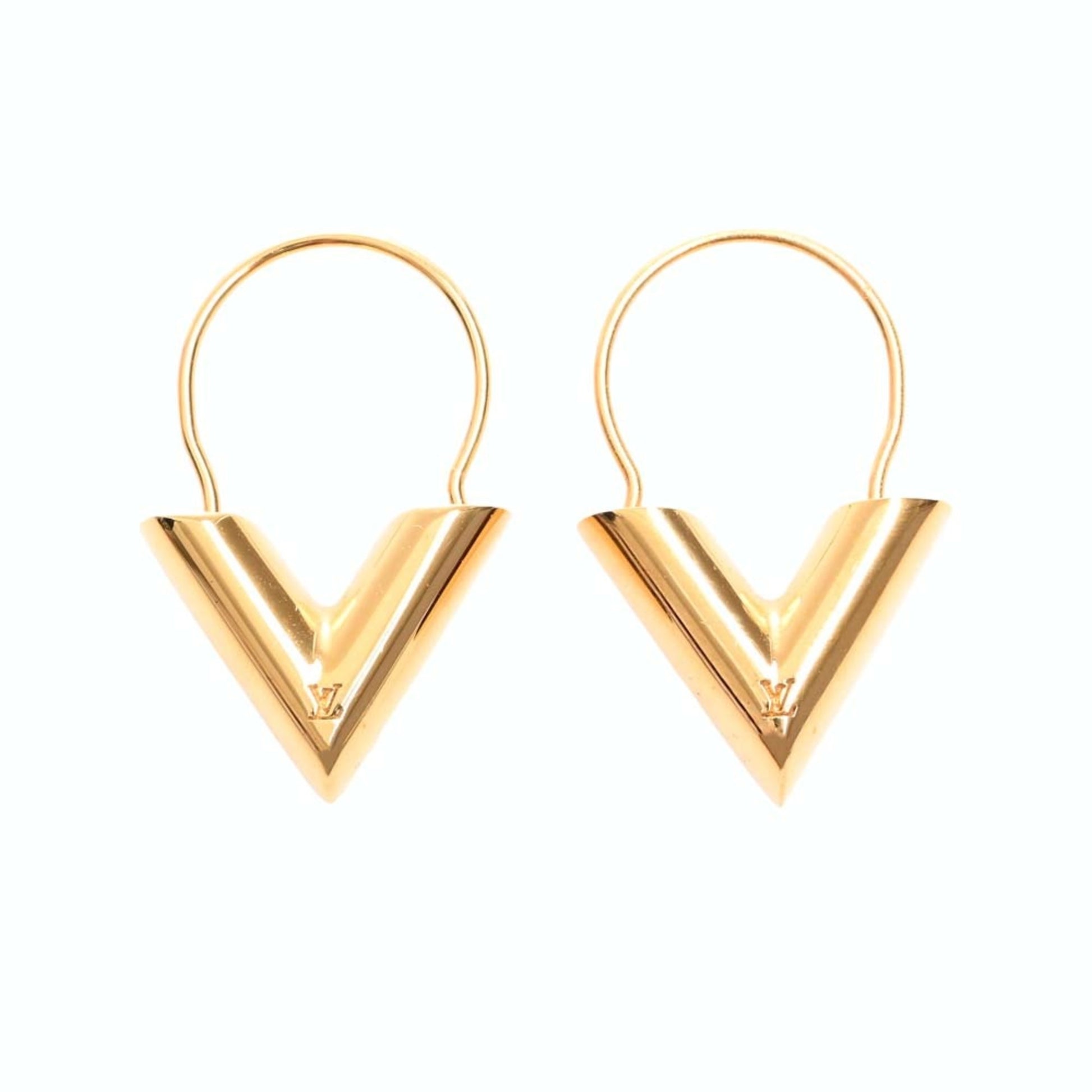 Louis Vuitton Gold-tone Essential V Pierced Earrings M61088 Women