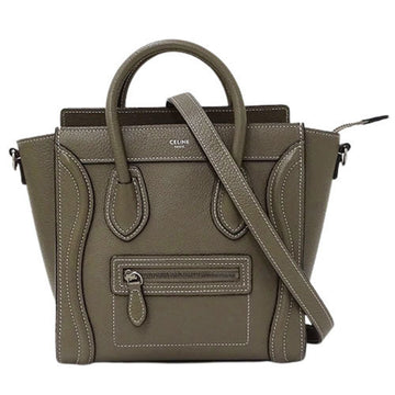 Celine Bag Ladies Handbag Shoulder 2way Luggage Nano Shopper Leather Taupe Greige
