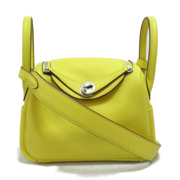 HERMES Mini Lindy Shoulder Bag Yellow Jaune de naples Vaux Swift leather leather