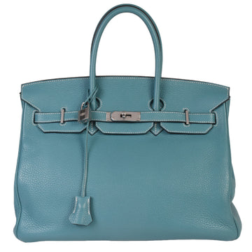 HERMES Birkin 35 Taurillon Clemence N engraved blue handbag