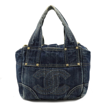 CHANEL Sparkling Coco Mark Tote Bag Handbag Blue A31985