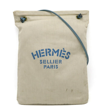 HERMES Sac Aline GM Shoulder Bag Toile Chevron Leather Natural Light Blue
