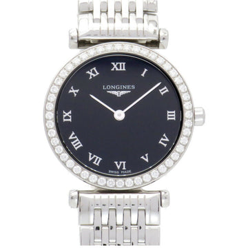 Longines La Grand Classic Diamond Bezel L4.210.0 Quartz Watch SS / Black Dial