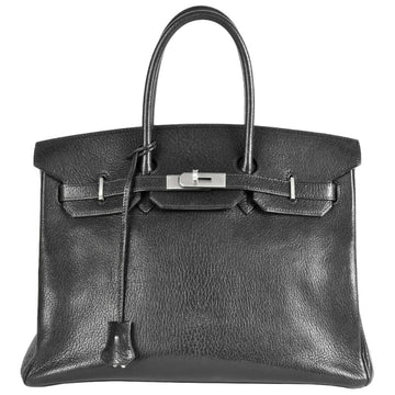 HERMES Birkin 35 Noir Chevre Coromandel matt  E stamped [manufactured in 2001] black handbag