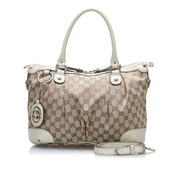 Gucci GG Canvas Suki Handbag Shoulder Bag 247902 Beige White Leather Ladies GUCCI