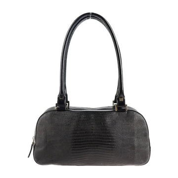 Salvatore Ferragamo Handbag 21 1234 Embossed Leather Black Shoulder Bag