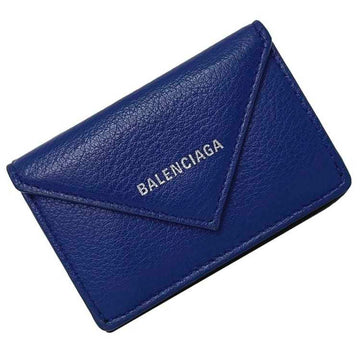 BALENCIAGA tri-fold wallet paper blue 391446 DLQ0N 4130 leather  size men's women's