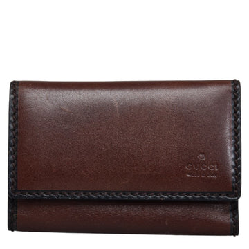 GUCCI tri-fold key case 106678 brown leather men's