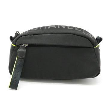 Chanel sports line pouch second bag clutch nylon rubber black neon yellow