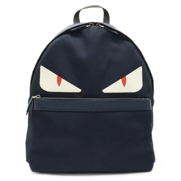 FENDI Bag Bugs Monster Backpack Rucksack Daypack Nylon Leather Navy 7VZ012