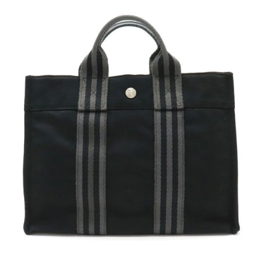 Hermes Four Tote PM Bag Handbag Canvas Black Gray