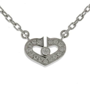 CARTIER C Heart Diamond Necklace K18 White Gold Ladies