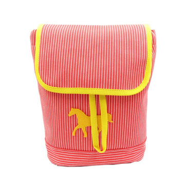 HERMES Kids Horse Stripe Caval Color Cotton Red Yellow Rucksack Backpack