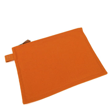 HERMES Bora Pouch PM Canvas Orange Bag-in-bag Accessories Clutch Women's  Bag