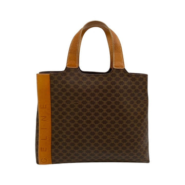 CELINE Vintage Macadam Blason Triomphe Pattern Leather Genuine Tote Bag Handbag Brown 16637