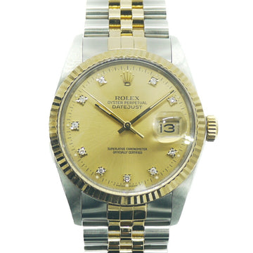 ROLEX Datejust 16013G 10P diamond R number SS/YG automatic watch